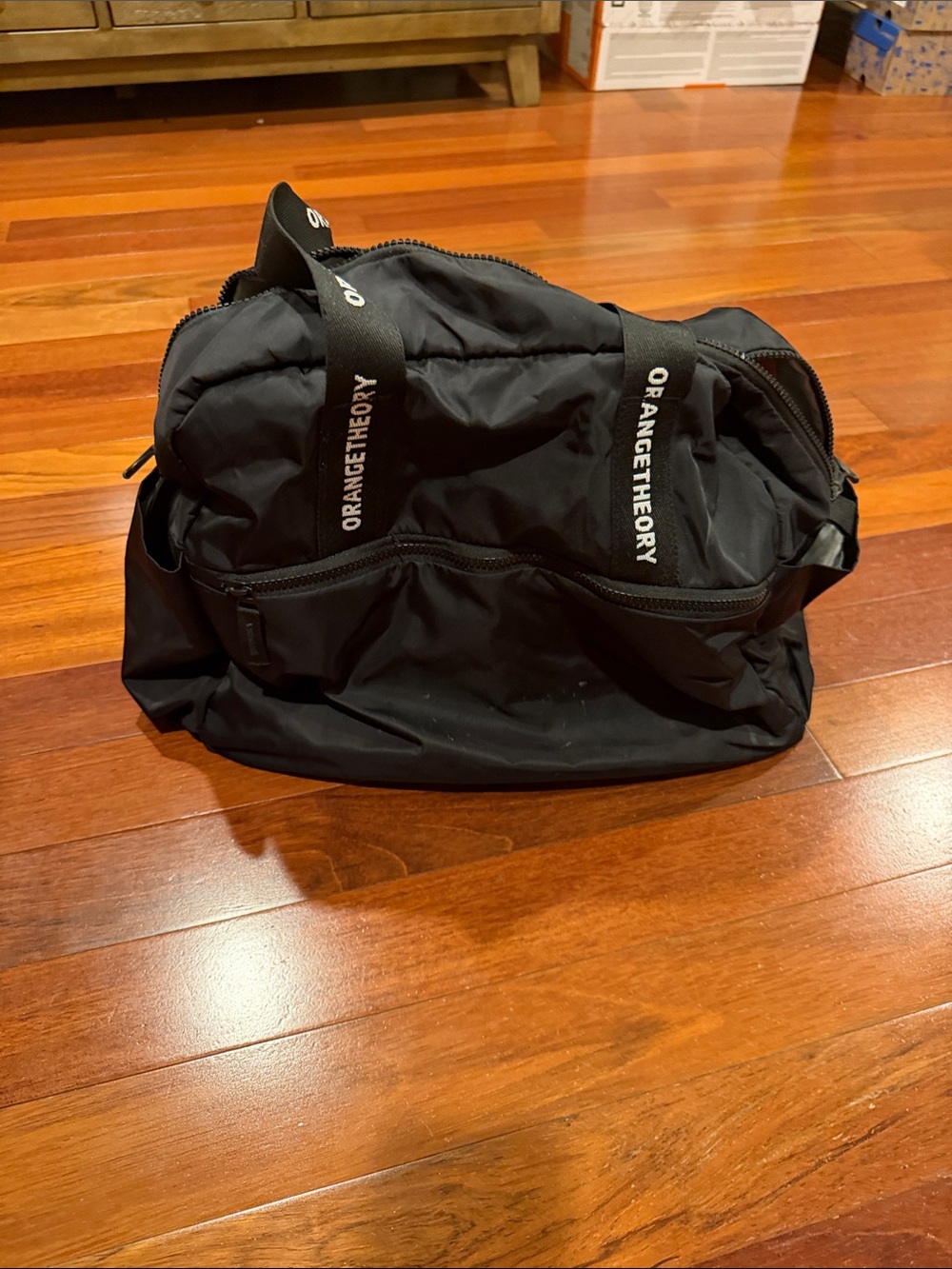 Orangetheory Black Nylon Duffel with Logo Straps
